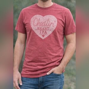 Cheatin Heart IPA Red Graphic T Shirt Size Large Short Sleeve Craft BeerSoft re